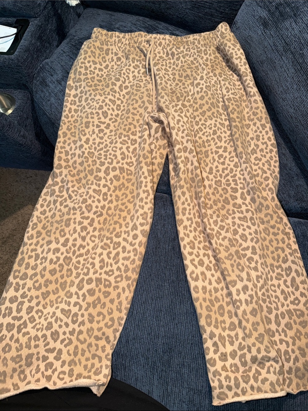 PINK Victoria's Secret Wide Leg Leopard Print Sweatpants - Tan and Brown